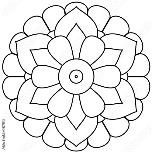 Simple Mandala Shape for Coloring. Vector Mandala. Circular. Flower. Oriental. Coloring Book Page. Outline.
