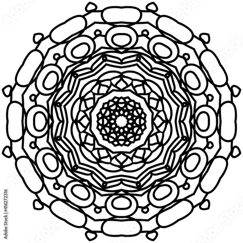 Simple Mandala Shape for Coloring. Vector Mandala. Circular. Flower. Oriental. Coloring Book Page. Outline.

