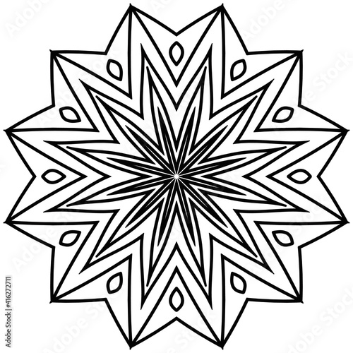 Simple Mandala Shape for Coloring. Vector Mandala. Circular. Flower. Oriental. Coloring Book Page. Outline.
