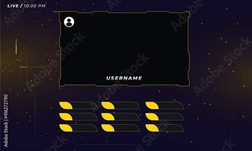 Twitch streaming panel overlay design template. Stream panels and buttons for twitch web

