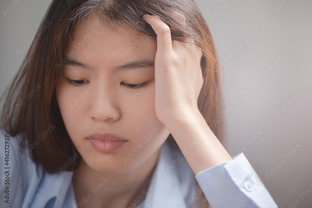 Asian woman facial expression with her stress, sadness, despair, sorrow. Asian woman facial expression with her stress, sadness, despair, sorrow.