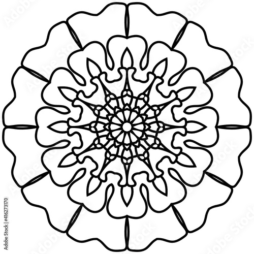 Simple Mandala Shape for Coloring. Vector Mandala. Circular. Flower. Oriental. Coloring Book Page. Outline.
