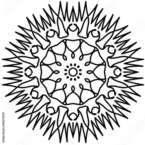 Simple Mandala Shape for Coloring. Vector Mandala. Circular. Flower. Oriental. Coloring Book Page. Outline.
