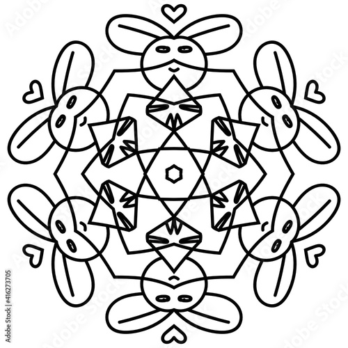 Beautiful Mandala Shape for Coloring. Vector Mandala. Christmas. Oriental. Book Page. Lines
