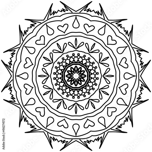 Beautiful Mandala Shape for Coloring. Vector Mandala. Christmas. Oriental. Book Page. Lines

