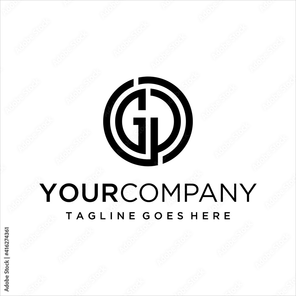 Initials Monogram GP Circular logo design vector. Initials Monogram GP Circular logo design vector.
