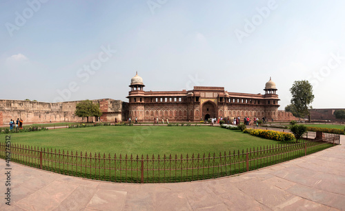 Agra / India 25 February 2018 Panoramic View of Jahangiri Mahal ( Palace ) inside The Agra Fort at Agra Uttar Pradesh India