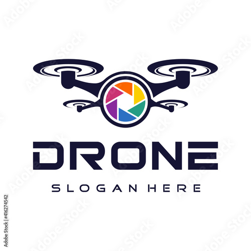 flying drone logo design vector.