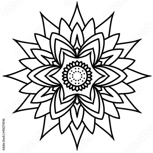 Beautiful Mandala Shape for Coloring. Vector Mandala. Christmas. Oriental. Book Page. Lines
