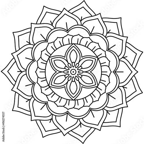 Beautiful Mandala Shape for Coloring. Vector Mandala. Christmas. Oriental. Book Page. Lines
