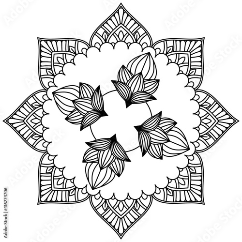 Beautiful Mandala Shape for Coloring. Vector Mandala. Christmas. Oriental. Book Page. Lines
