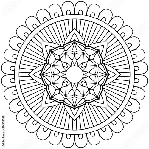 Beautiful Mandala Shape for Coloring. Vector Mandala. Christmas. Oriental. Book Page. Lines
