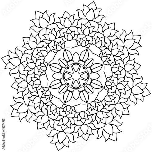 Beautiful Mandala Shape for Coloring. Vector Mandala. Christmas. Oriental. Book Page. Lines
