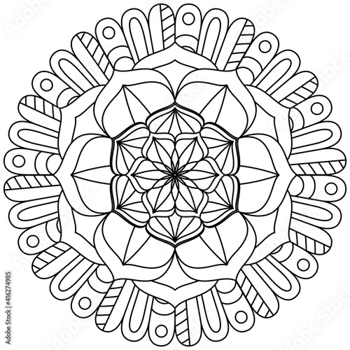 Beautiful Mandala Shape for Coloring. Vector Mandala. Christmas. Oriental. Book Page. Lines
