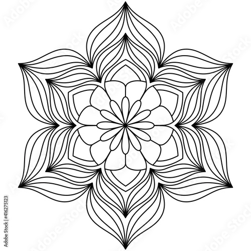 Beautiful Mandala Shape for Coloring. Vector Mandala. Christmas. Oriental. Book Page. Lines
