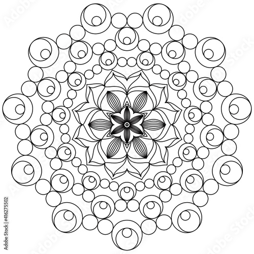 Beautiful Mandala Shape for Coloring. Vector Mandala. Christmas. Oriental. Book Page. Lines
