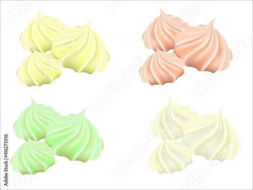 Vector set of lemon,vanilla,crunberry and apple meringue