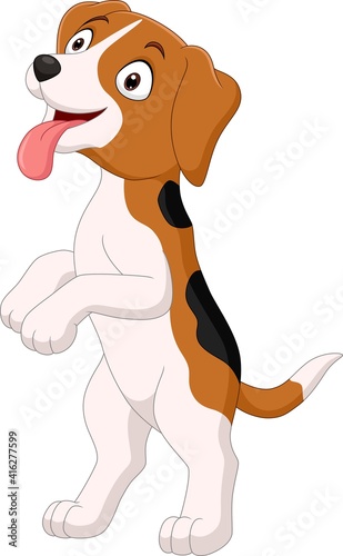 Cartoon funny dog standing isolated on white background