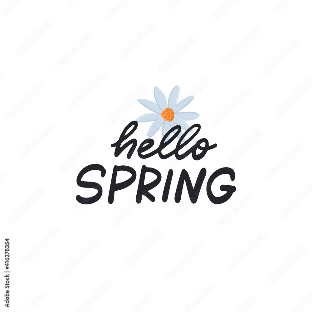 Obraz premium Hello spring vector calligraphy quote