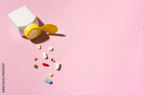 Various multicolored pills