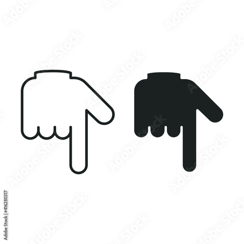Line and glyph backhand index pointing down icon. Simple solid and outline style. Hand, down, arrow, finger concept. Vector illustration isolated on white background. EPS 10