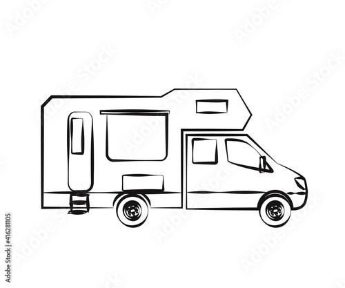House on wheels on a white background. Symbol. Vector illustration.