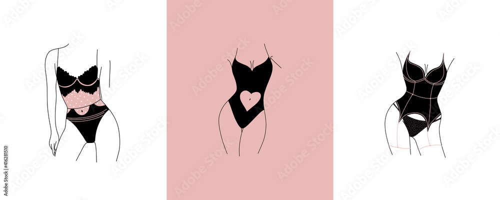 logo linear female figure silhouette. for social media design, store stories, nude shades