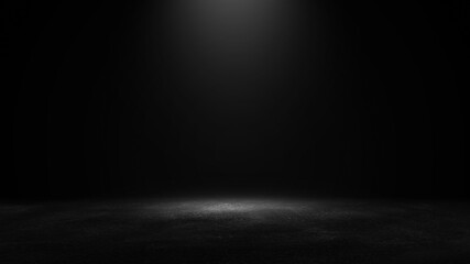 Product showcase with spotlight. Black studio room background. Use as montage for product display