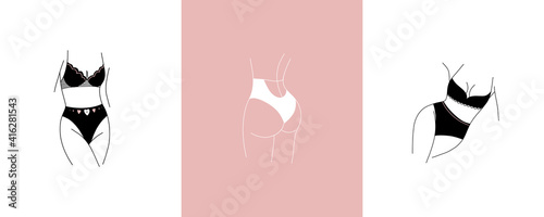 logo linear female figure silhouette. for social media design, store stories, nude shades