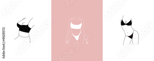 logo linear female figure silhouette. for social media design, store stories, nude shades