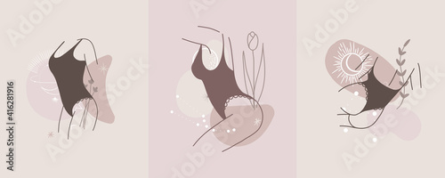 logo linear female figure silhouette. for social media design, store stories, nude shades