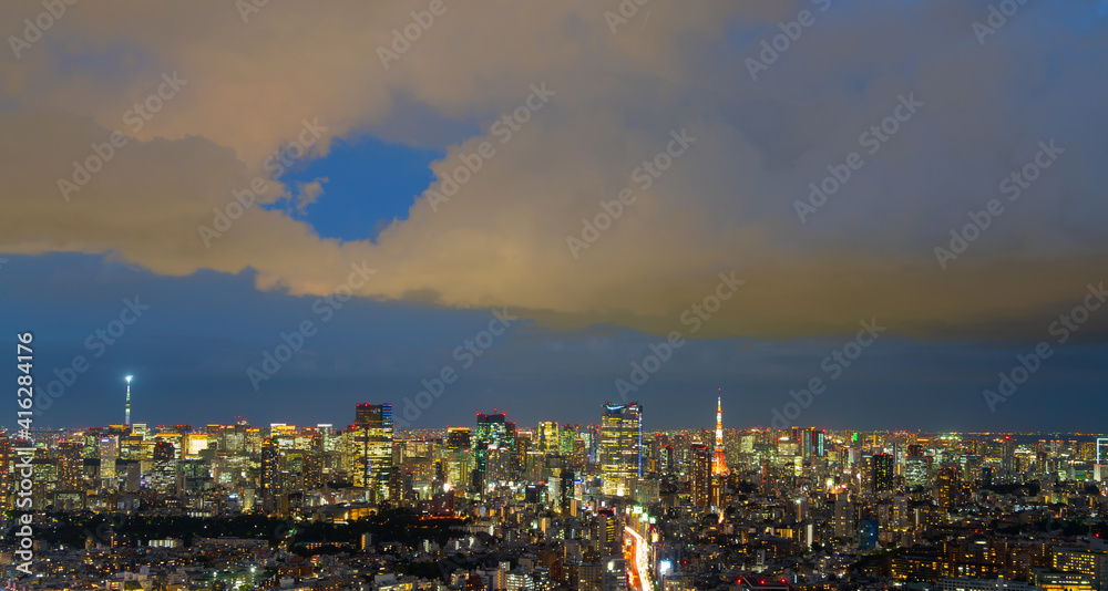 東京　渋谷から望む大都会　夜景