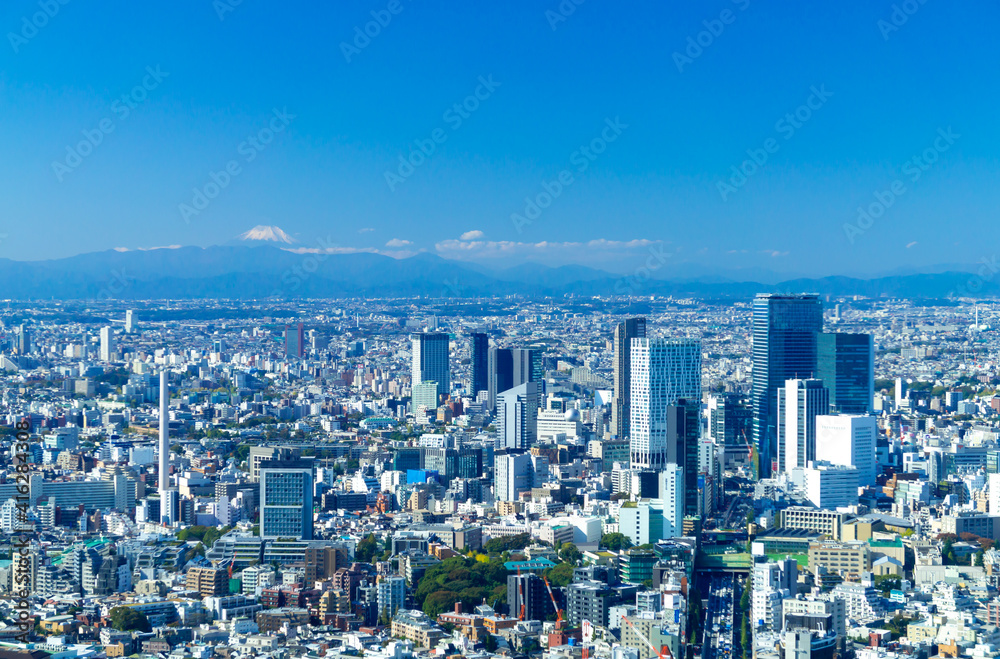 東京風景　富士山と渋谷