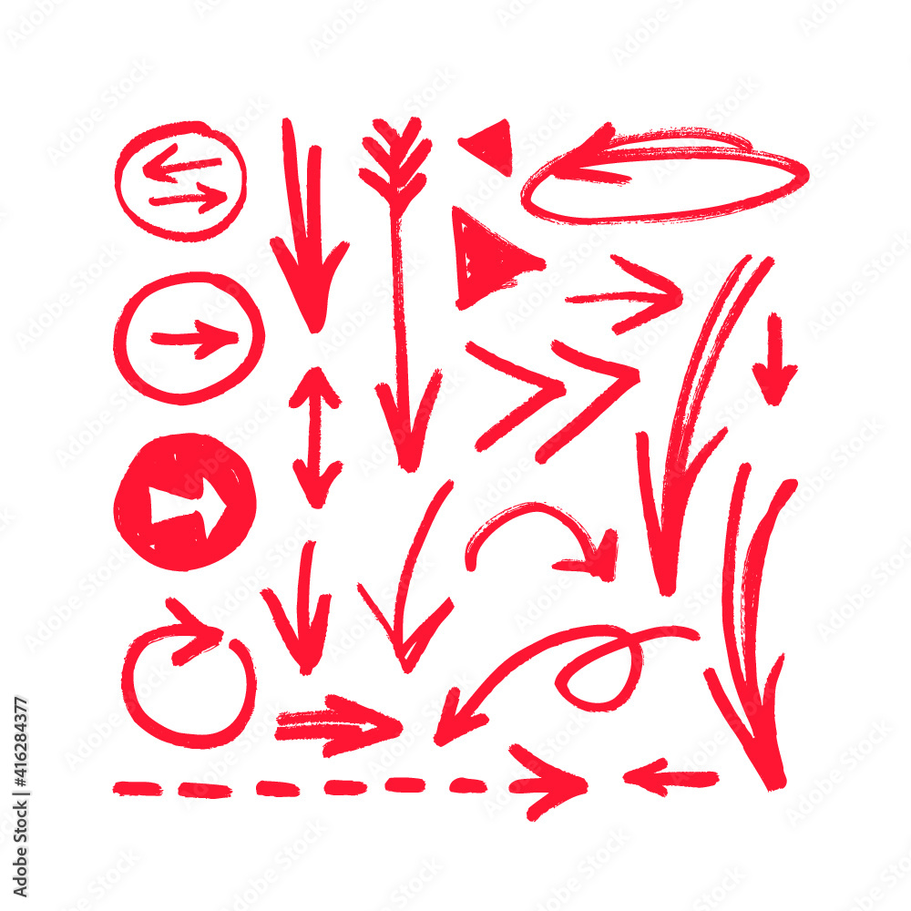 Vector art illustration grunge arrows. Set of hand drawn paint object for design use. Abstract brush drawing Vector art illustration grunge arrows. Set of hand drawn paint object for design use. Abstract brush drawing