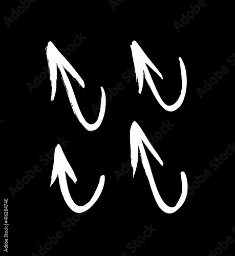 Vector art illustration grunge arrows. Set of hand drawn paint object for design use. Abstract brush drawing