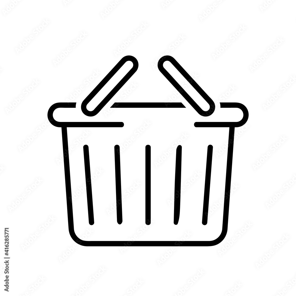 Shopping basket flat icon. Pictogram for web. Line stroke. Basket isolated on white background. Vector eps10 Shopping basket flat icon. Pictogram for web. Line stroke. Basket isolated on white background. Vector eps10