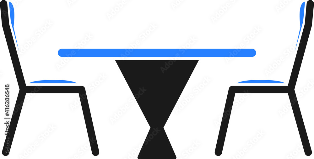 chair and table icon vector isolate