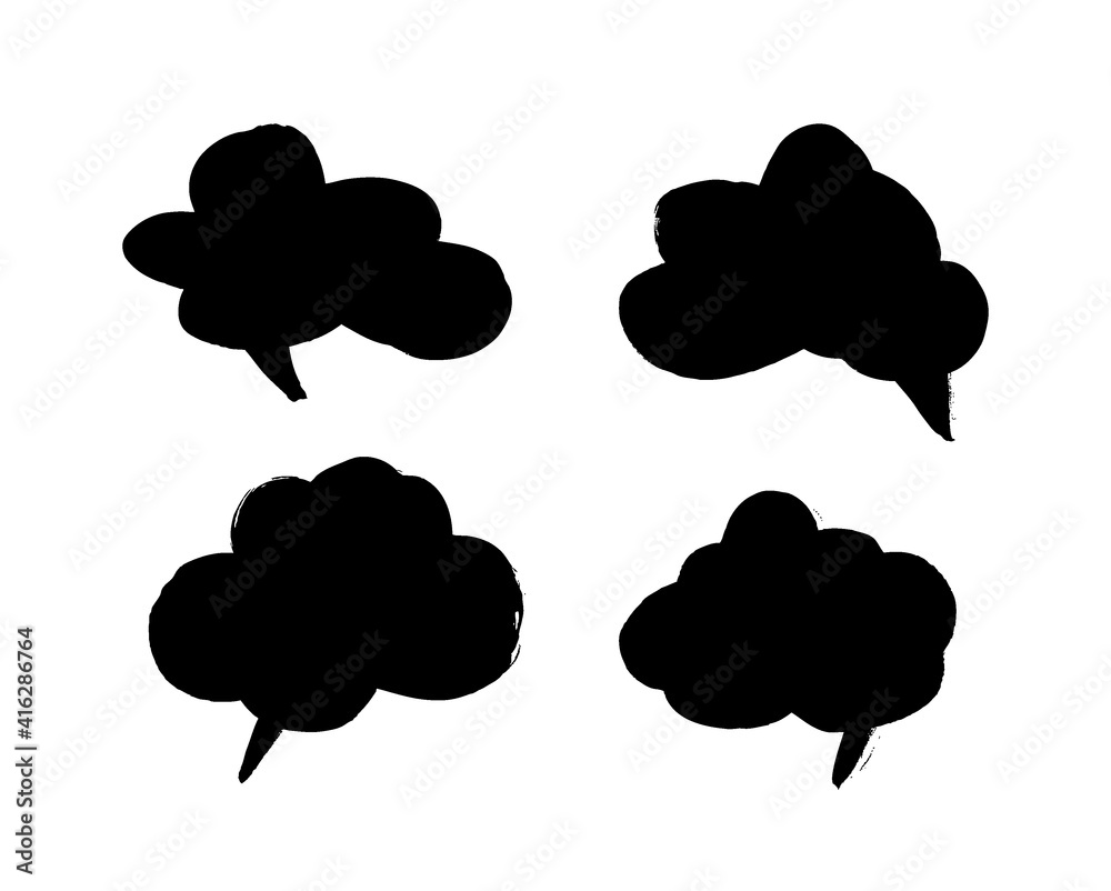 Vector art illustration grunge speech bubbles. Set of hand drawn paint object for design use. Abstract brush drawing. Vector art illustration grunge speech bubbles. Set of hand drawn paint object for design use. Abstract brush drawing.