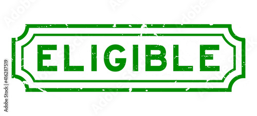 Grunge green eligible word rubber business seal stamp on white background