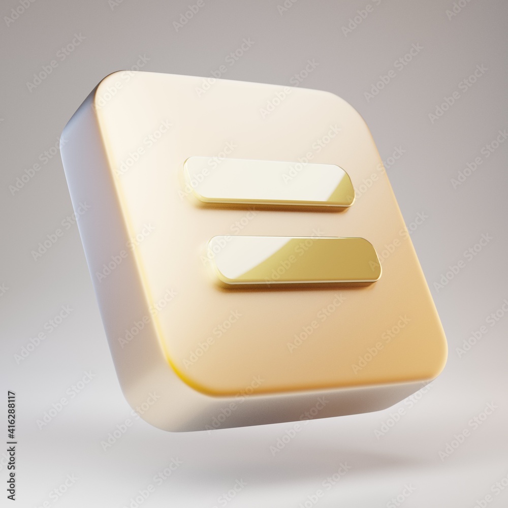 Equals icon. Golden Equals symbol on matte gold plate. Equals icon. Golden Equals symbol on matte gold plate.