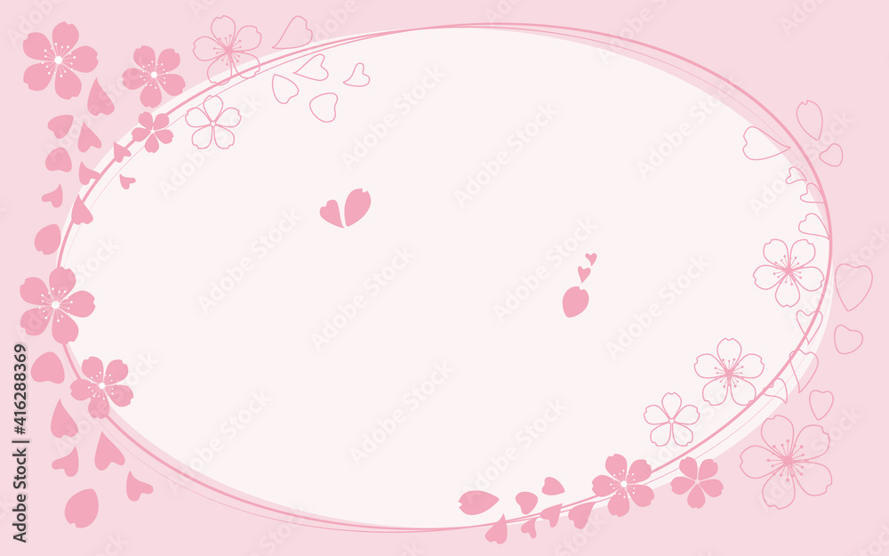 Spring flower background. Cherry blossom illustration. Vector illustration. Pink flower frame for graphic and design.
春の花背景、桜バッグラウンド、花フレームデザイン