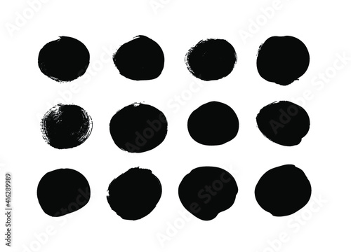 Vector art illustration grunge circle. Set of hand drawn paint object for design use. Abstract brush drawing