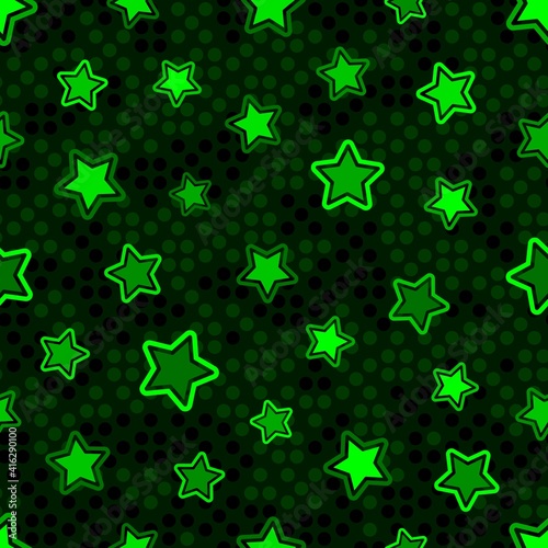 Seamless graphic pattern with simple geometric shape of the stars