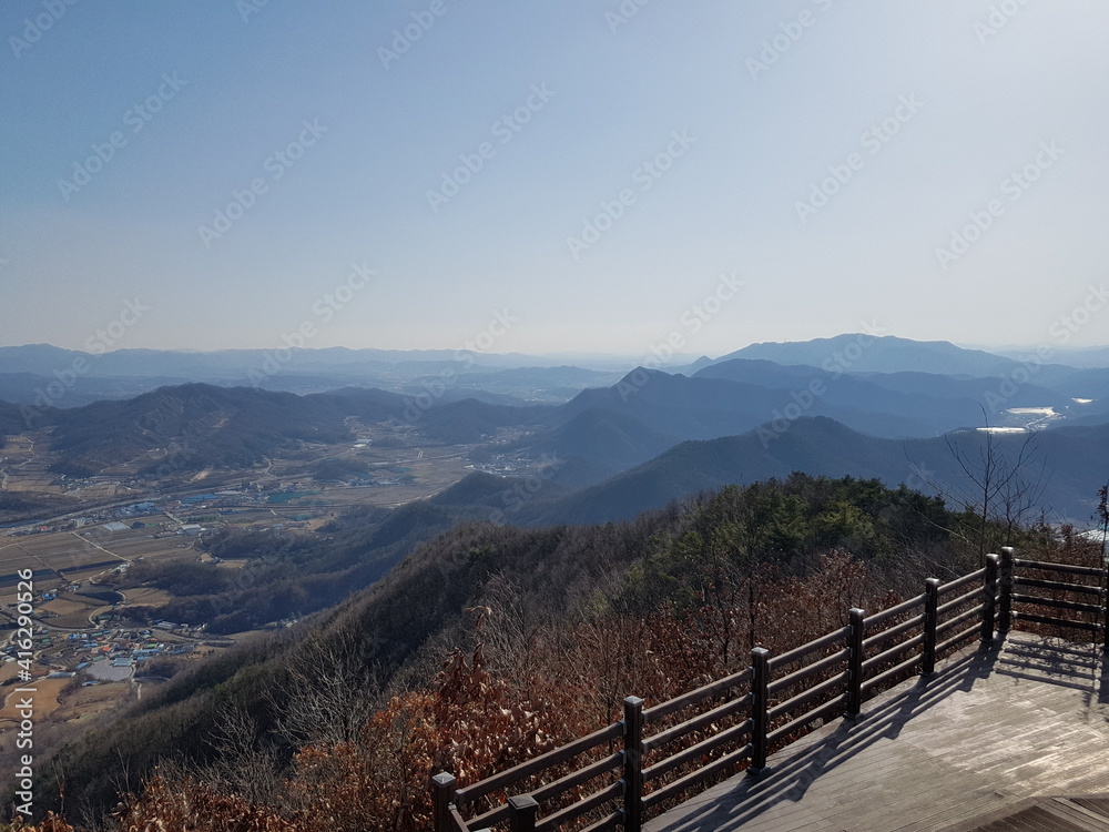 View from the top of the Korean mountain
