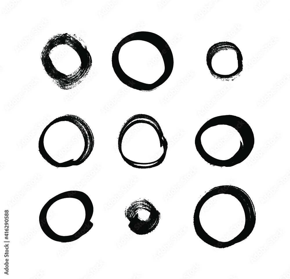 Vector art illustration grunge circle. Set of hand drawn paint object for design use. Abstract brush drawing Vector art illustration grunge circle. Set of hand drawn paint object for design use. Abstract brush drawing