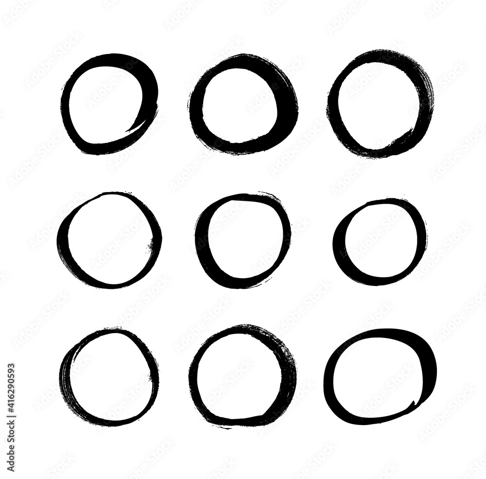 Vector art illustration grunge circle. Set of hand drawn paint object for design use. Abstract brush drawing Vector art illustration grunge circle. Set of hand drawn paint object for design use. Abstract brush drawing