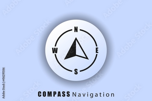 Compass icon, logo, navigator arrow icon, navigation technology, geolocation, GPS navigator cursor. User interface icon. Neomorphism. Vectro EPS10