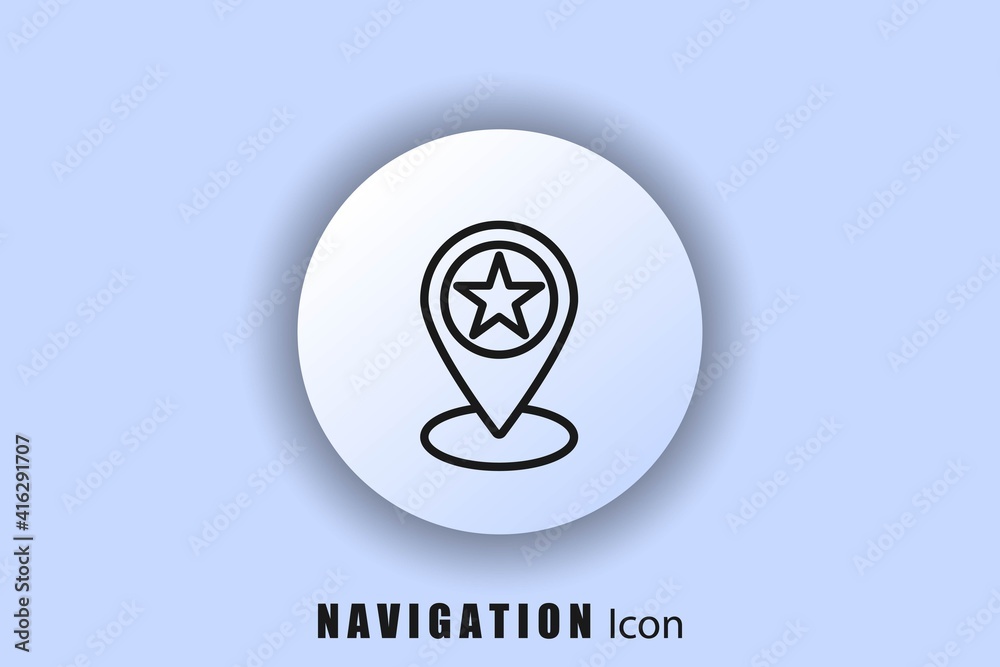 Location icon with star. White web button. Neomorphism, shop point. GPS location. User interface icon. Vector EPS10 Location icon with star. White web button. Neomorphism, shop point. GPS location. User interface icon. Vector EPS10