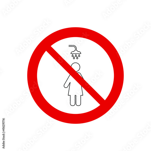 no shower icon vector. Prohibited man taking or having a shower