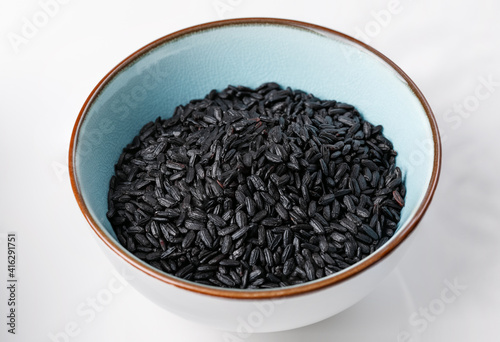 black chinese rice on bowl